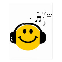 Smiley loving da música cartao postal
