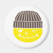 Smilie genial com gorro imã de refrigerador