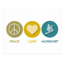 Snowboard do amor da paz cartões postais