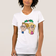Sob a camiseta do feriado do visco