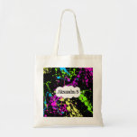 Splatter de néon retro fresco da pintura no preto bolsa para compra
