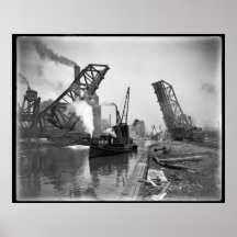 STEAM-AGE INDUSTRIAL MARÍTIMO CHICAGO C. 1890 PÔSTERES
