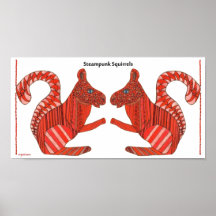 Steampunk vermelho Squirrels o poster