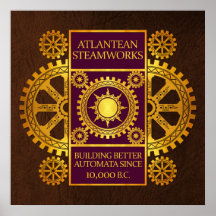 Steamworks Atlantean - ouro & roxo em Brown Posteres