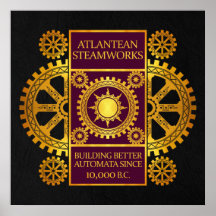 Steamworks Atlantean - ouro & roxo no preto Poster