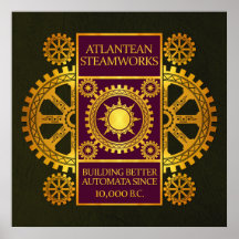 Steamworks Atlantean - ouro & roxo no verde Pôsteres