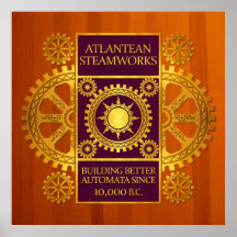 Steamworks-Ouro Atlantean & roxo na madeira ambari Posters