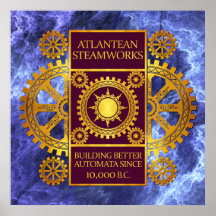Steamworks-Ouro Atlantean & roxo no mármore Posteres