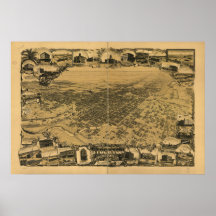Stockton Califórnia 1895 mapas panorâmicos Impressão