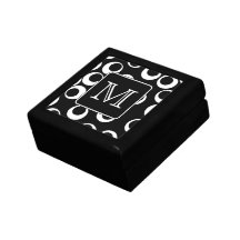 Sua letra. Monograma preto e branco. Teste padrão  Estojo Para Jóias