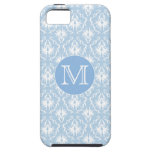Sua letra, monograma. Teste padrão azul pálido do  Capa iPhone 5 Case-Mate