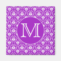 Sua letra. Teste padrão roxo e branco do damasco Imas