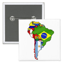 Sul - bandeiras americanas do mapa de Ámérica do S Botons