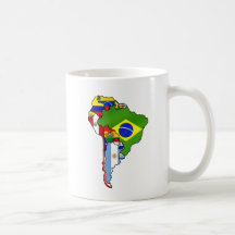 Sul - bandeiras americanas do mapa de Ámérica do S Caneca