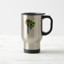 Sul - bandeiras americanas do mapa de Ámérica do S Caneca