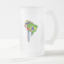 Sul - bandeiras americanas do mapa de Ámérica do S Caneca