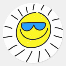 Sun feliz adesivo em formato redondo