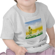 Sun, girassóis, flores brancas t-shirts
