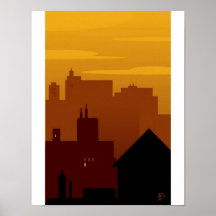 'sunrise do telhado poster