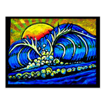 surf no por do sol cartões postais