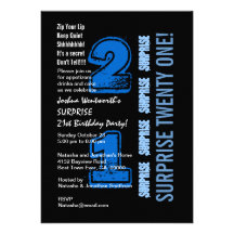 SURPREENDA 2ø W535 azul e preto moderno do anivers Convite
