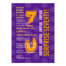 SURPREENDA o roxo moderno do aniversário do 70 e o Convite Personalizado
