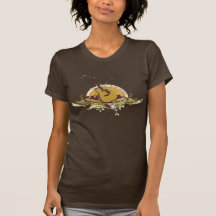T das senhoras de Brown do Grunge da guitarra de T Camiseta