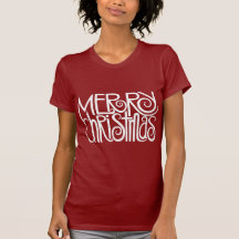 T-shirt branco das senhoras do Feliz Natal