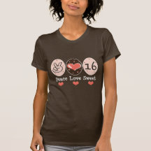 T-shirt do doce dezesseis do amor da paz