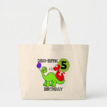 T-shirt e presentes do aniversário do dinossauro 5 bolsa de lona
