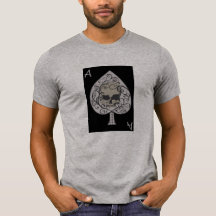 T-shirt frontal do design do preto do crânio do ás