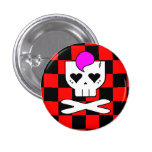 TABULEIRO DE DAMAS DO VERMELHO DO CRÂNIO DE KAWAII PINS
