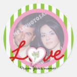 Tag do Etiqueta-Presente da foto do amor Adesivo Redondo