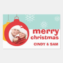 Tag do favor do Feliz Natal do divertimento do orn Adesivos Em Forma Retangular