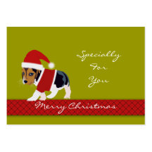 Tag do presente de época natalícia do Natal (cão)  Cartão De Visita