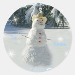 Tag do presente do Natal do boneco de neve Adesivos