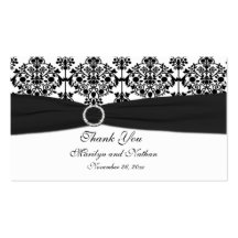 Tag preto e branco do favor do casamento tema dama cartao de visita