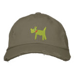Tampão da arte: Verde do cão de Bella Scotty e de  chapéus bordados