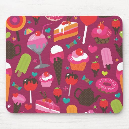 Tapete do rato bonito do teste padrão do bolo do c mousepad