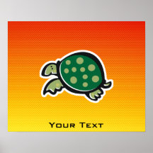Tartaruga bonito amarelo alaranjado poster
