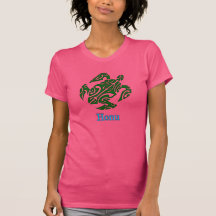 Tartaruga de mar verde havaiana tribal t-shirts