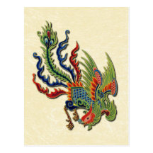 Tatuagem rico chinês do pavão cartoes postais
