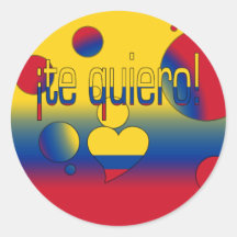¡ Te Quiero! A bandeira de Colômbia colore o pop a Adesivo Em Formato Redondo