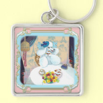 Tea party branco do cupcake da caniche porta chaves