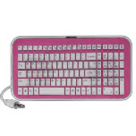 Teclado de computador cor-de-rosa caixinha de som para mini