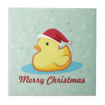 Telha de borracha amarela do duckie do Feliz Natal azulejos