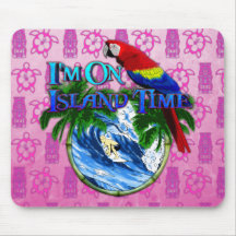 Tempo da ilha que surfa Tiki cor-de-rosa Mouse Pad