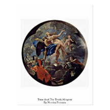 Tempo e a alegoria da verdade por Nicolas Poussin Cartoes Postais