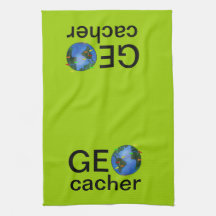 Terra de Geocacher com costume de Geocaching das b Toalhas De Mão