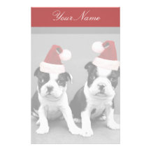 Terrier de Boston do Natal estacionários Papéis Personalizados